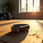 Top Fitness Trackers That Work as Hard as You Do - Ultimate Guide to Achieving Your Goals in 2025 "A sleek silver fitness tracker on a worn wooden exercise mat in a dimly lit home gym with minimalist surroundings, evoking determination and comfort through wellness tech."