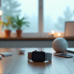 "Zenon's Ultimate Guide to Wellness Tech: Essential Gadgets for a Balanced Lifestyle" "A serene wellness space featuring a sleek smartwatch on a wooden desk surrounded by cutting-edge gadgets, showcasing modern 'wellness tech' for a balanced lifestyle."
