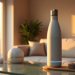 "Zenon's Ultimate Guide to Everyday Wellness Tech Essentials" "A serene living room featuring a sleek smart water bottle surrounded by wellness tech gadgets in a minimalist setting."