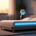 "Sleep Smarter Tonight: Discover Essential Sleep Technology Innovations for Better Rest" "A serene bedroom at dusk featuring a high-tech smart mattress with embedded LED lights and a hovering sleep-tracking device, surrounded by calming decor and natural elements, showcasing wellness tech in action."
