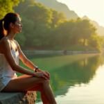 "Unlock Your Optimal Health with Zenon's Guide to Smart Devices Revolutionizing Modern Wellness" "A serene woman sits on a natural stone bench amidst lush greenery, wearing a sleek silver Zenon smartwatch, gazing out at a tranquil lake during golden hour."