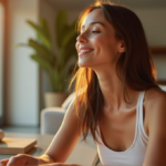 "Effortless Wellness Made Easy: Top Gadgets That Combine Fun and Functionality for a Balanced Life" "A young woman relaxes on a couch amidst modern wellness gadgets in a serene sunlit room, showcasing effortless wellness through technology."