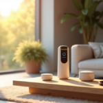Zenon's Ultimate Guide to Everyday Wellness Tech Essentials 2025 "A serene modern living room featuring wellness tech essentials, including an air quality monitor, smart water bottle, meditation device, and fitness tracker."