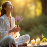 "Unlock Calmness with Zenon's Top Stress Relief Devices for Everyday Peace and Balance" "A serene woman sits on a natural stone bench surrounded by lush greenery and wellness tech devices, exuding peacefulness amidst soft lighting and calming scents."