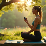 "Zenon's Ultimate Guide to Effortless Wellness: Top Gadgets for a Balanced Life" "A serene woman sits on a natural stone bench in a lush forest, surrounded by tall trees and vibrant wildflowers, blending wellness tech with nature's harmony."