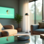 Smart Health Essentials: Unlock Optimal Wellness with Zenon's Top Picks for Smart Devices Revolutionizing Modern Living "A serene living room featuring a sleek smart fitness tracker on a glass coffee table in front of a floor-to-ceiling window with soft morning sunlight, surrounded by wellness tech and calming ambiance."