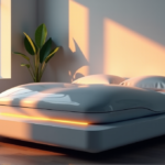 "Unlock Better Rest: The Power of Sleep Technology Innovations for a Smarter Tomorrow" A serene bedroom at dawn featuring a sleek smart sleep system atop a minimalist bedframe, surrounded by natural light and calming decor, showcasing wellness tech in a peaceful environment.