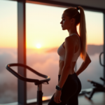 Fitness Tech That Works as Hard as You Do - Ultimate Guide to Achieving Your Goals in 2025 "A young woman stands confidently in a modern smart home gym, wearing a silver and black fitness tracker, surrounded by natural light and serene landscape."
