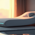 "Revolutionize Better Rest with Advanced Sleep Tech Innovations" "A serene bedroom scene featuring a sleek, silver smart mattress with LED glow, surrounded by minimalist decor and natural light, showcasing innovative wellness tech."